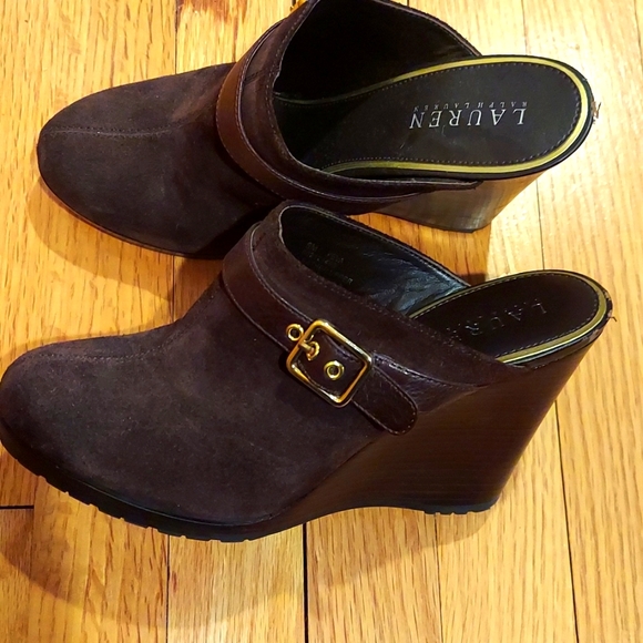 Lauren Beown Suede Wedge Mules - Picture 2 of 4